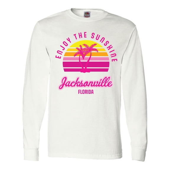 Inktastic Summer Enjoy the Sunshine Jacksonville Florida in Pink Long Sleeve T-Shirt
