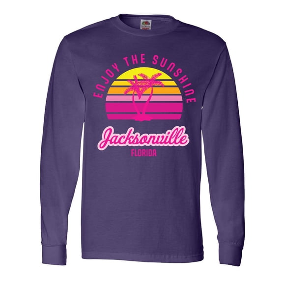 Inktastic Summer Enjoy the Sunshine Jacksonville Florida in Pink Long Sleeve T-Shirt