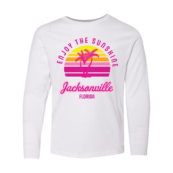 Inktastic Summer Enjoy the Sunshine Jacksonville Florida in Pink Long Sleeve Youth T-Shirt