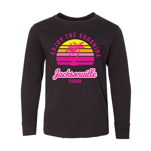 Inktastic Summer Enjoy the Sunshine Jacksonville Florida in Pink Long Sleeve Youth T-Shirt