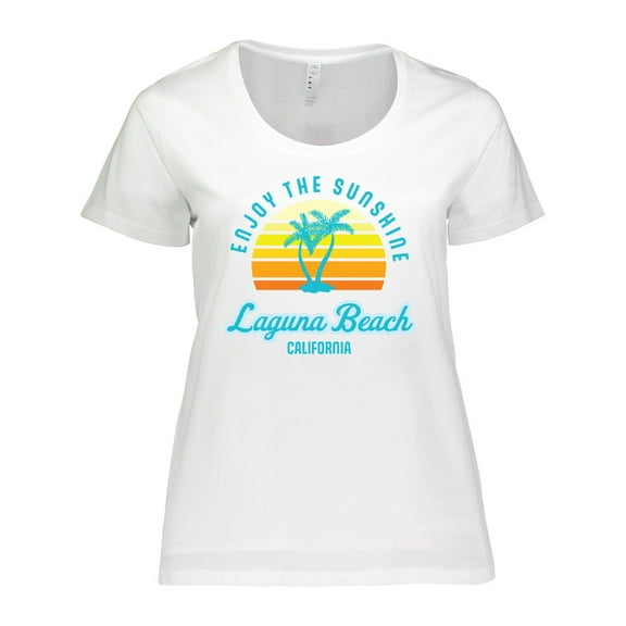 Inktastic Summer Enjoy the Sunshine Laguna Beach California in Blue Women's Plus Size T-Shirt