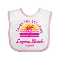 Inktastic Summer Enjoy the Sunshine Laguna Beach California in Pink Boys or Girls Baby Bib