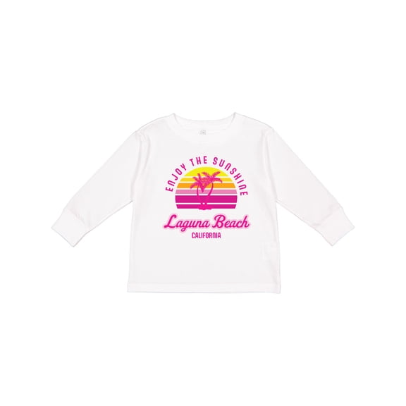 Inktastic Summer Enjoy the Sunshine Laguna Beach California in Pink Boys or Girls Long Sleeve Toddler T-Shirt