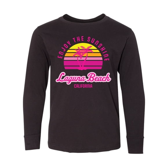 Inktastic Summer Enjoy the Sunshine Laguna Beach California in Pink Long Sleeve Youth T-Shirt