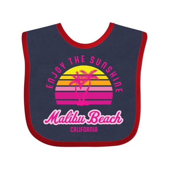 Inktastic Summer Enjoy the Sunshine Malibu Beach California in Pink Boys or Girls Baby Bib