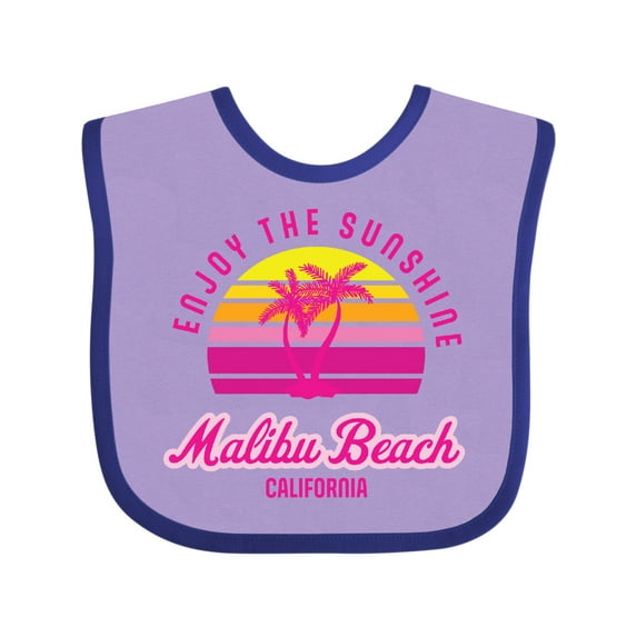 Inktastic Summer Enjoy the Sunshine Malibu Beach California in Pink Boys or Girls Baby Bib