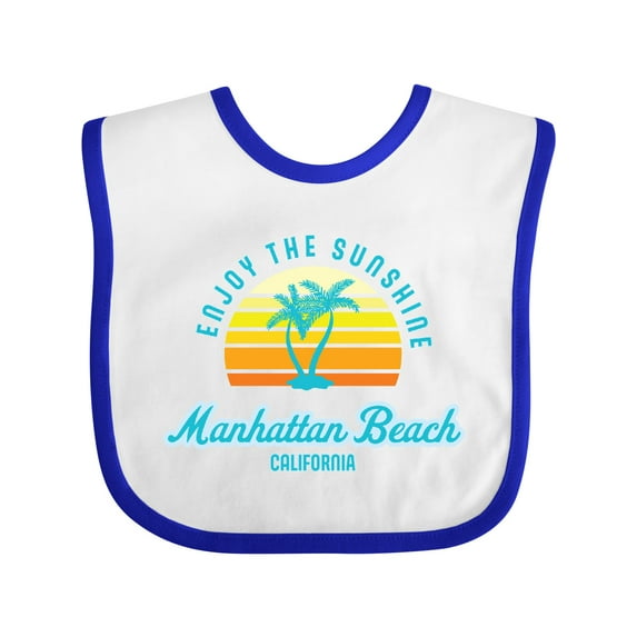 Inktastic Summer Enjoy the Sunshine Manhattan Beach California in Blue Boys or Girls Baby Bib