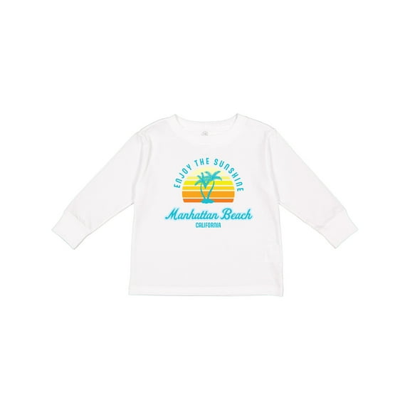 Inktastic Summer Enjoy the Sunshine Manhattan Beach California in Blue Boys or Girls Long Sleeve Toddler T-Shirt