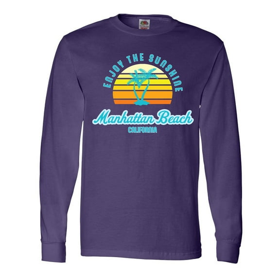 Inktastic Summer Enjoy the Sunshine Manhattan Beach California in Blue Long Sleeve T-Shirt