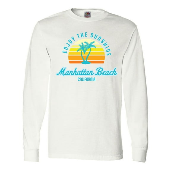 Inktastic Summer Enjoy the Sunshine Manhattan Beach California in Blue Long Sleeve T-Shirt