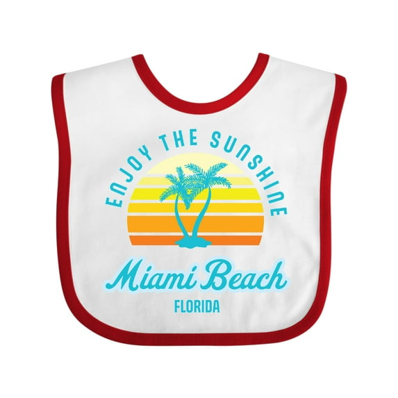 Inktastic Summer Enjoy the Sunshine Miami Beach Florida in Blue Boys or Girls Baby Bib