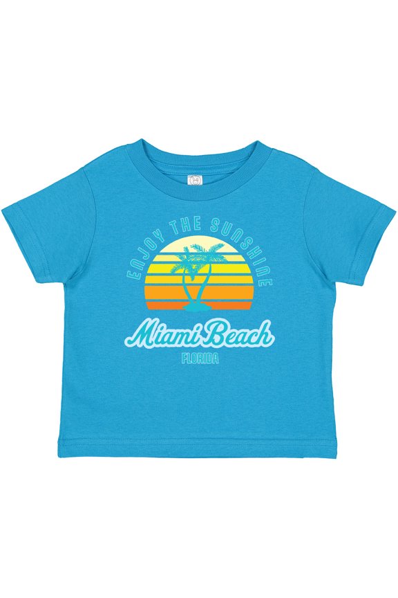 Summer Enjoy the Sunshine Miami Beach Florida in Blue Boys or Girls Baby T-Shirt