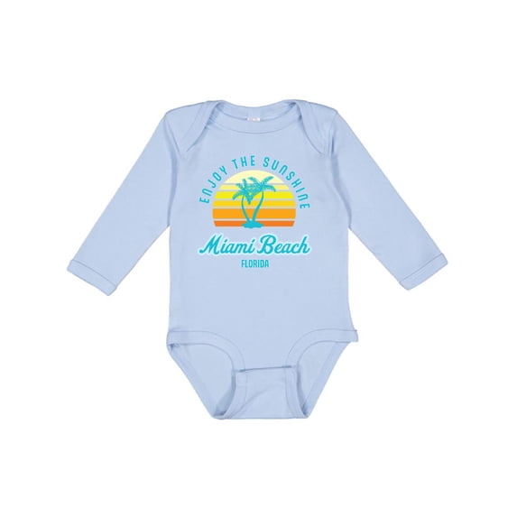 Inktastic Summer Enjoy the Sunshine Miami Beach Florida in Blue Boys or Girls Long Sleeve Baby Bodysuit