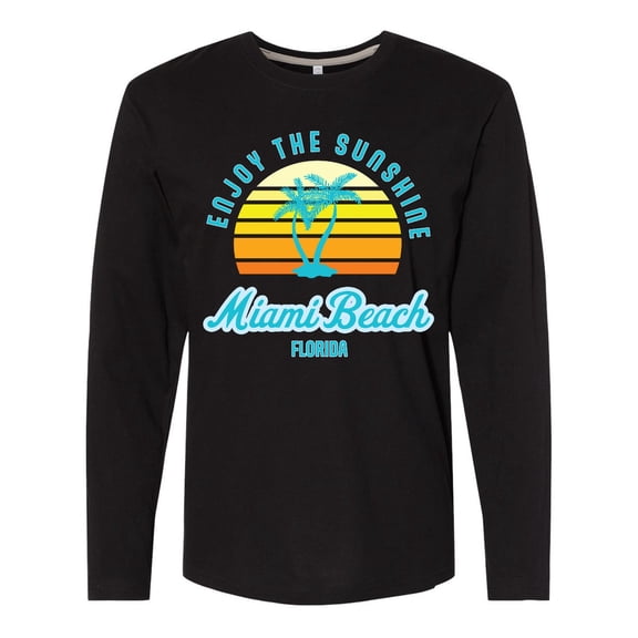 Inktastic Summer Enjoy the Sunshine Miami Beach Florida in Blue Long Sleeve T-Shirt