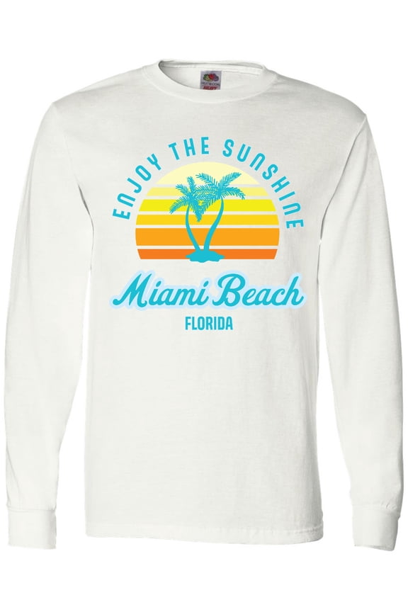 Summer Enjoy the Sunshine Miami Beach Florida in Blue Long Sleeve T-Shirt