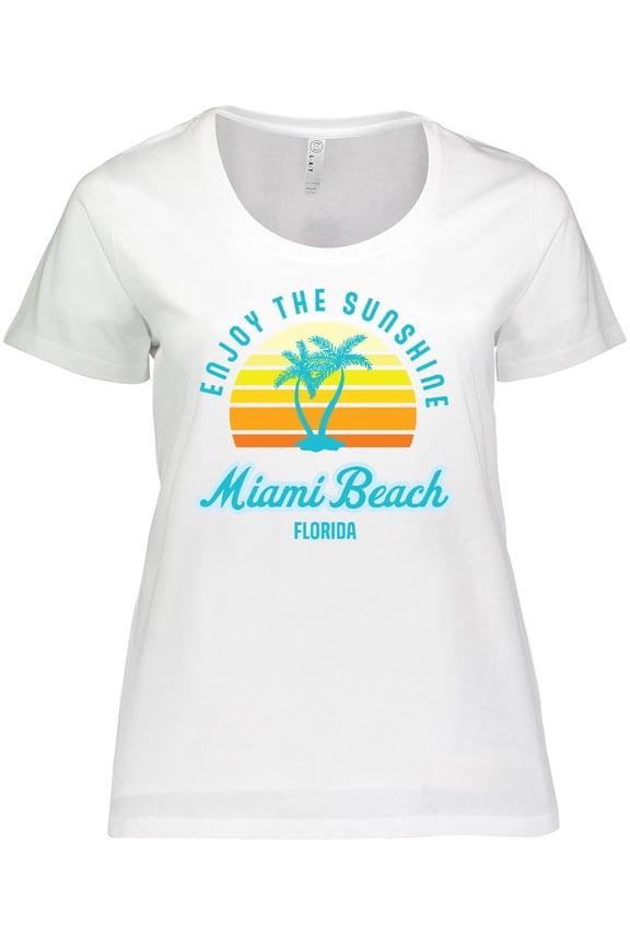 Summer Enjoy the Sunshine Miami Beach Florida in Blue Women's Plus Size T-Shirt