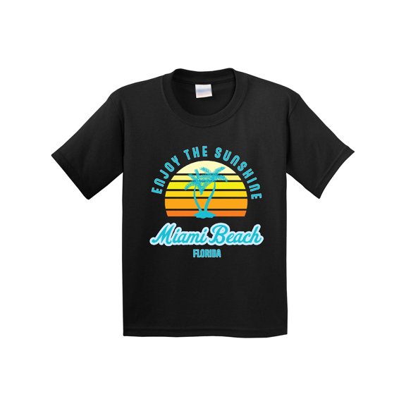 Inktastic Summer Enjoy the Sunshine Miami Beach Florida in Blue Youth T-Shirt
