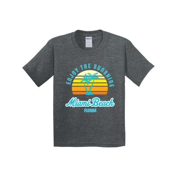 Inktastic Summer Enjoy the Sunshine Miami Beach Florida in Blue Youth T-Shirt