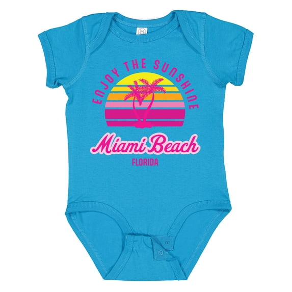 Inktastic Summer Enjoy the Sunshine Miami Beach Florida in Pink Boys or Girls Baby Bodysuit
