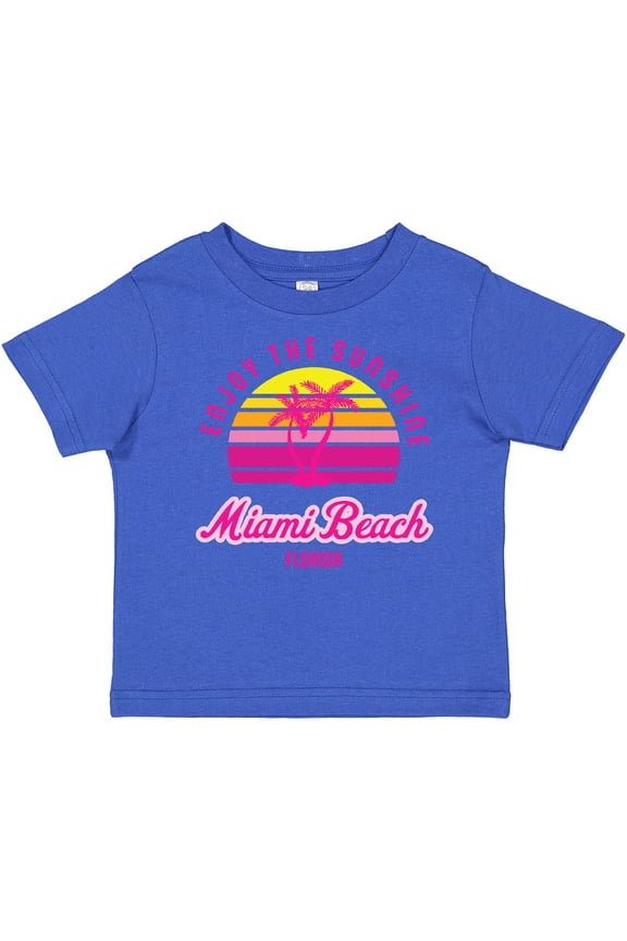 Summer Enjoy the Sunshine Miami Beach Florida in Pink Boys or Girls Baby T-Shirt