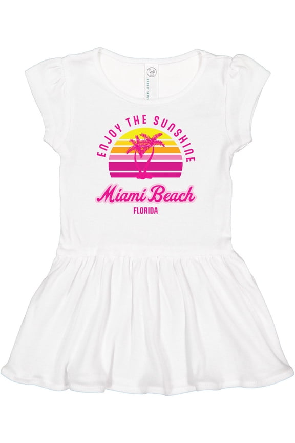 Summer Enjoy the Sunshine Miami Beach Florida in Pink Girls Baby Dress
