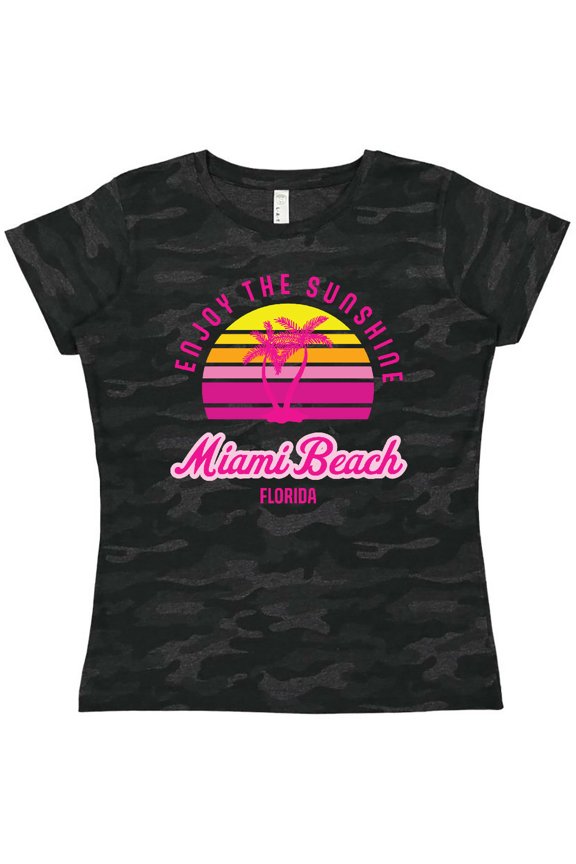 Summer Enjoy the Sunshine Miami Beach Florida in Pink Women's T-Shirt