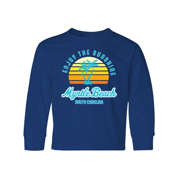 Inktastic Summer Enjoy the Sunshine Myrtle Beach South Carolina Blue Long Sleeve Youth T-Shirt