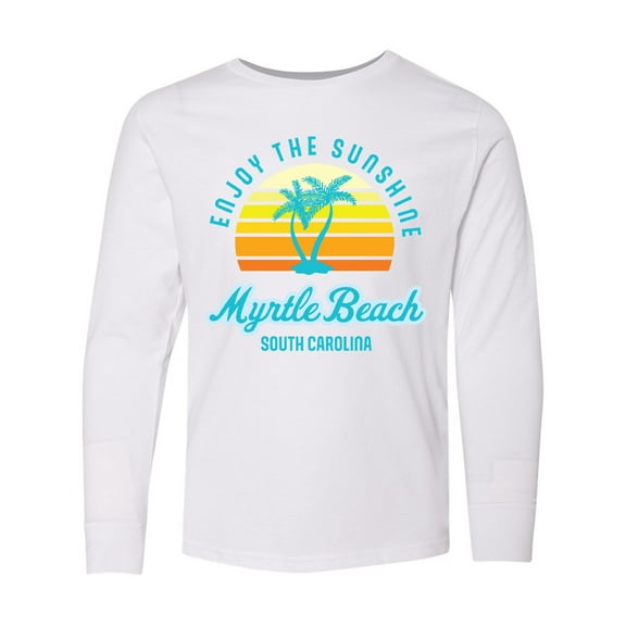 Inktastic Summer Enjoy the Sunshine Myrtle Beach South Carolina Blue Long Sleeve Youth T-Shirt