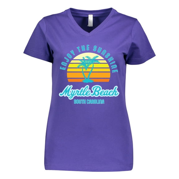 Inktastic Summer Enjoy the Sunshine Myrtle Beach South Carolina Blue Women's V-Neck T-Shirt