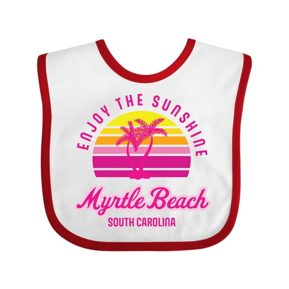 Inktastic Summer Enjoy the Sunshine Myrtle Beach South Carolina Pink Boys or Girls Baby Bib