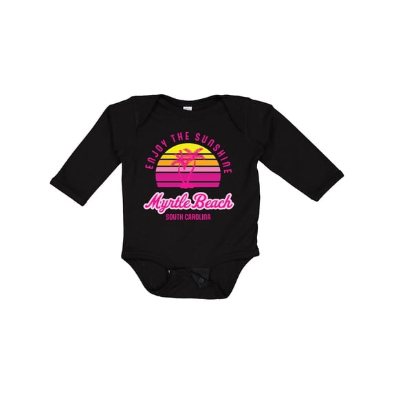 Inktastic Summer Enjoy the Sunshine Myrtle Beach South Carolina Pink Boys or Girls Long Sleeve Baby Bodysuit