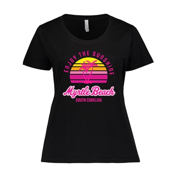Inktastic Summer Enjoy the Sunshine Myrtle Beach South Carolina Pink Women's Plus Size T-Shirt