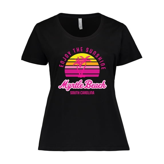 Inktastic Summer Enjoy the Sunshine Myrtle Beach South Carolina Pink Women's Plus Size T-Shirt
