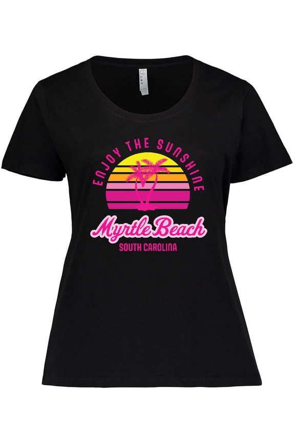 Summer Enjoy the Sunshine Myrtle Beach South Carolina Pink Women's Plus Size T-Shirt