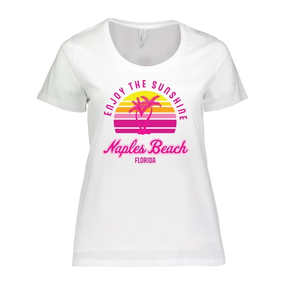 Inktastic Summer Enjoy the Sunshine Naples Beach Florida in Pink Women's Plus Size T-Shirt