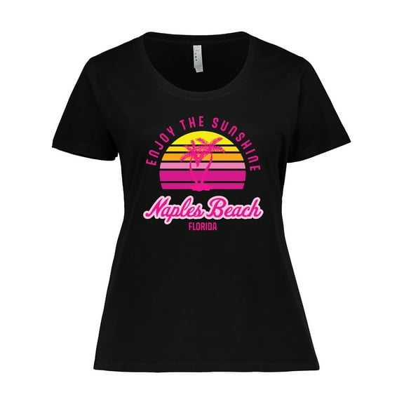 Inktastic Summer Enjoy the Sunshine Naples Beach Florida in Pink Women's Plus Size T-Shirt