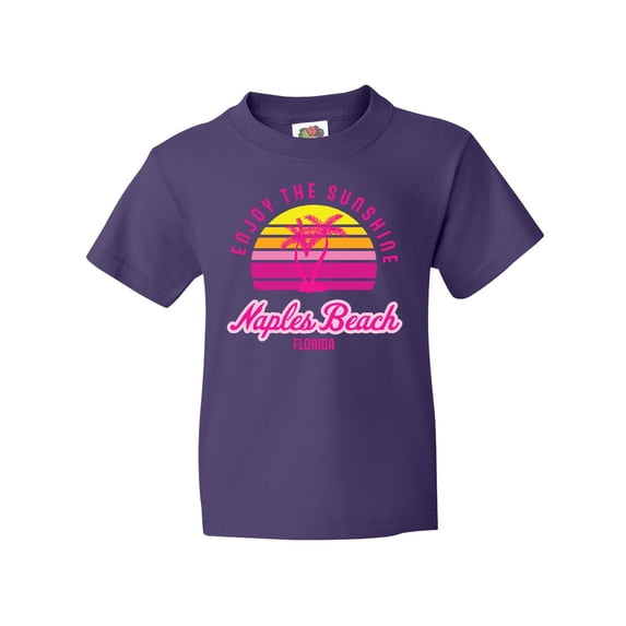 Inktastic Summer Enjoy the Sunshine Naples Beach Florida in Pink Youth T-Shirt