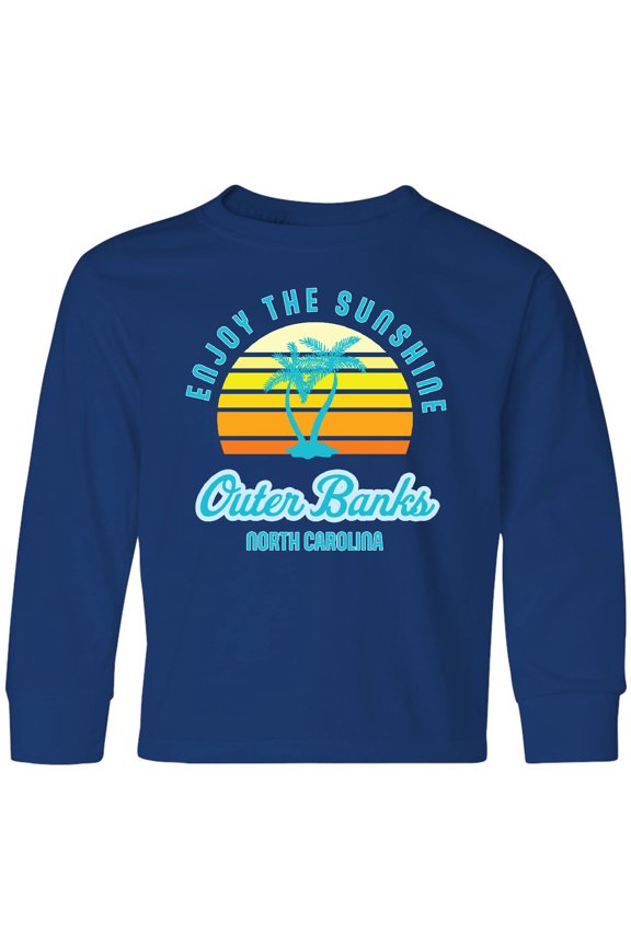 Summer Enjoy the Sunshine Outer Banks North Carolina in Blue Long Sleeve Youth T-Shirt