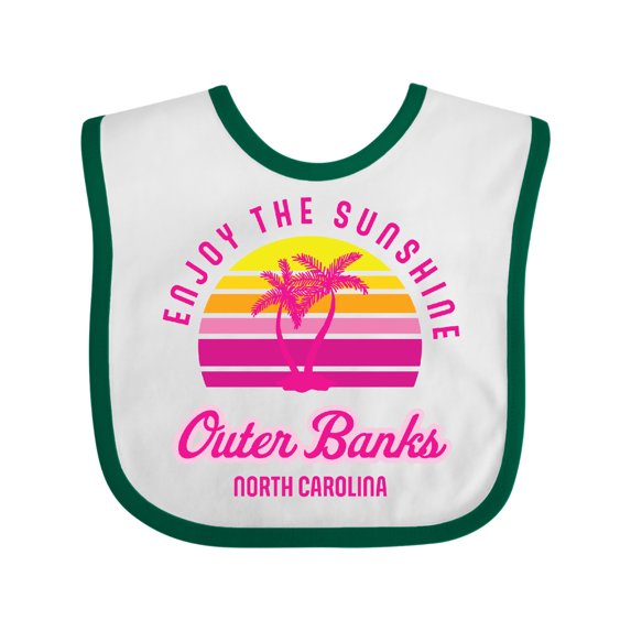 Inktastic Summer Enjoy the Sunshine Outer Banks North Carolina in Pink Boys or Girls Baby Bib