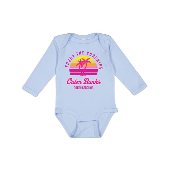 Inktastic Summer Enjoy the Sunshine Outer Banks North Carolina in Pink Boys or Girls Long Sleeve Baby Bodysuit