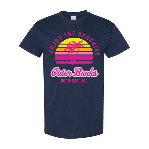 Inktastic Summer Enjoy the Sunshine Outer Banks North Carolina in Pink T-Shirt