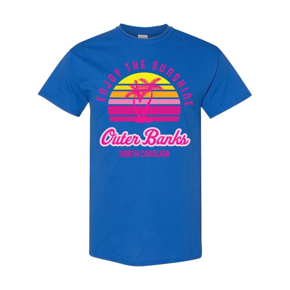Inktastic Summer Enjoy the Sunshine Outer Banks North Carolina in Pink T-Shirt