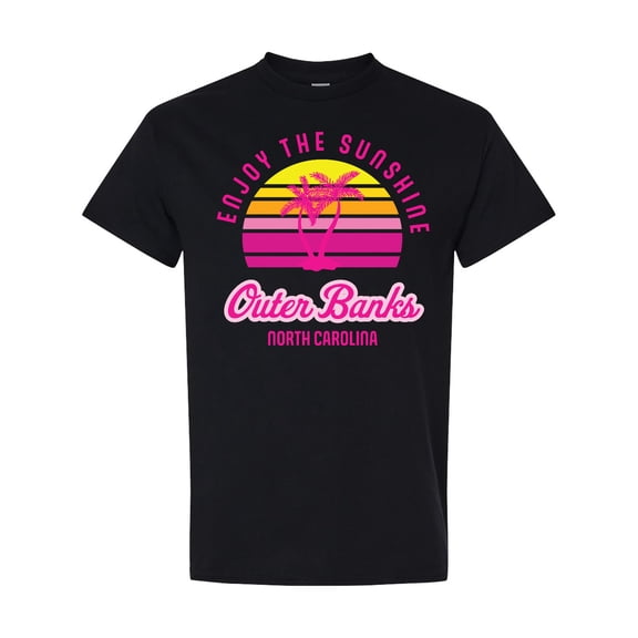 Inktastic Summer Enjoy the Sunshine Outer Banks North Carolina in Pink T-Shirt