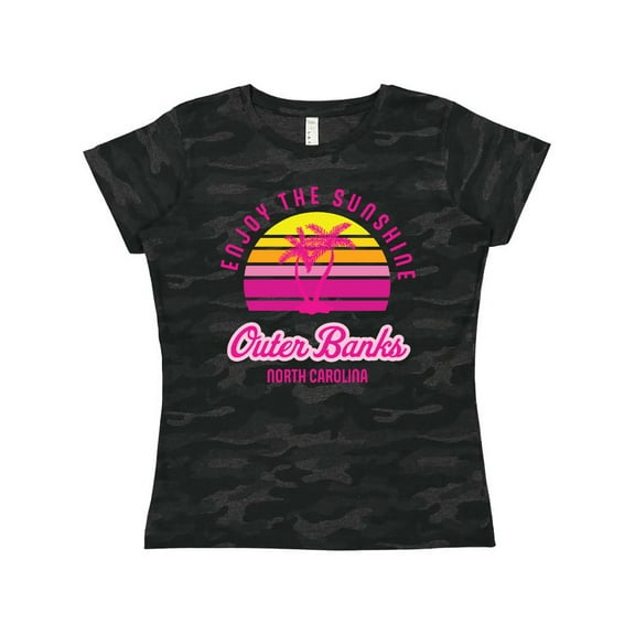 Inktastic Summer Enjoy the Sunshine Outer Banks North Carolina in Pink Women's T-Shirt