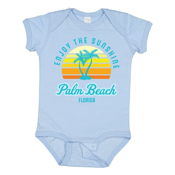 Inktastic Summer Enjoy the Sunshine Palm Beach Florida in Blue Boys or Girls Baby Bodysuit