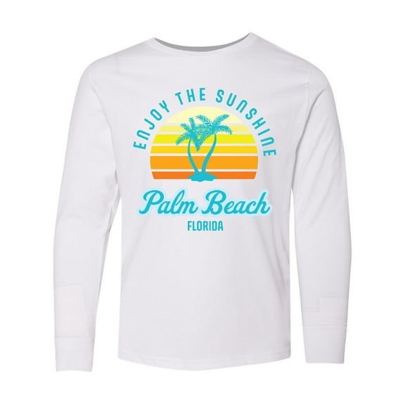 Inktastic Summer Enjoy the Sunshine Palm Beach Florida in Blue Long Sleeve Youth T-Shirt