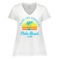 thumbnail image 1 of Inktastic Summer Enjoy the Sunshine Palm Beach Florida in Blue Women's Plus Size V-Neck T-Shirt, 1 of 5