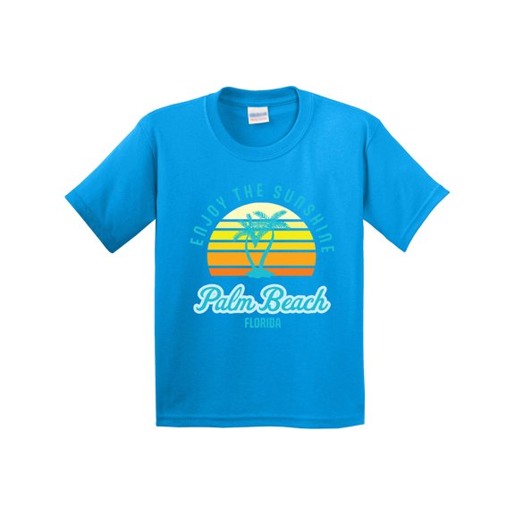 Inktastic Summer Enjoy the Sunshine Palm Beach Florida in Blue Youth T-Shirt
