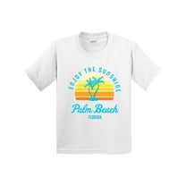 Inktastic Summer Enjoy the Sunshine Palm Beach Florida in Blue Youth T-Shirt