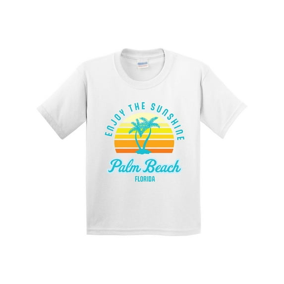 Inktastic Summer Enjoy the Sunshine Palm Beach Florida in Blue Youth T-Shirt